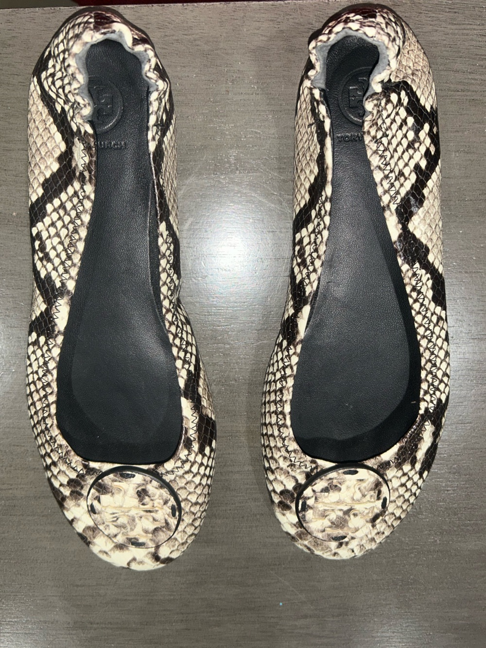 Tory Burch Reva Ballet Flat Ballerina Python Leather Snakeskin
